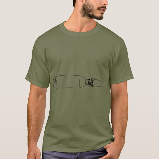 svart för runda 7.62x39 tee shirt (Framsida)