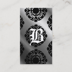 Svart för silver för Monogram för Visitkort