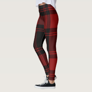 Svart för skott för Tartanpläd röd moderiktig Leggings