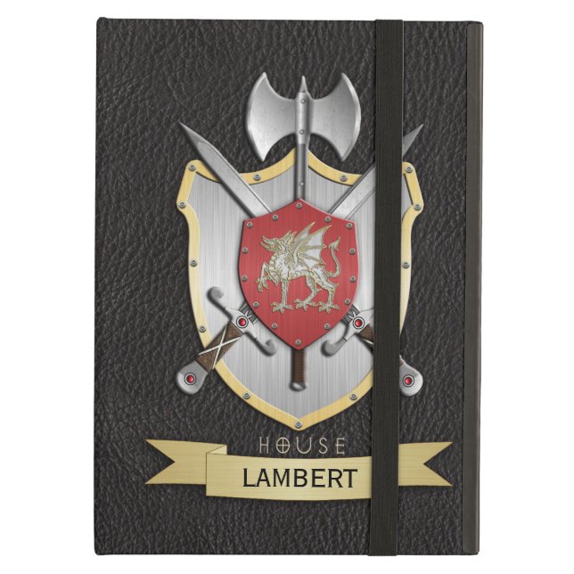 Svart för vapensköld för drakeSigil strid iPad Air Skal (Framsidan Closed)