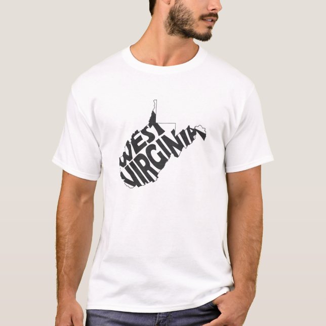 Svart för West Virginia statlig känd ordkonst T Shirt (Framsida)