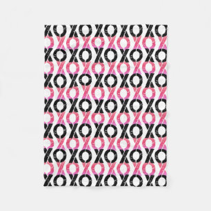 Svart för XOXO & rosamönster Fleecefilt