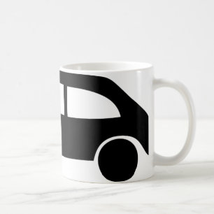 svart forcerad bilsymbol kaffemugg