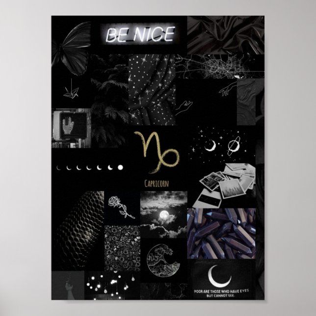 svart, förenklad konst av kapricorn poster (Framsidan)