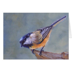Svart, förklätt chickadee-hälsningskort hälsningskort