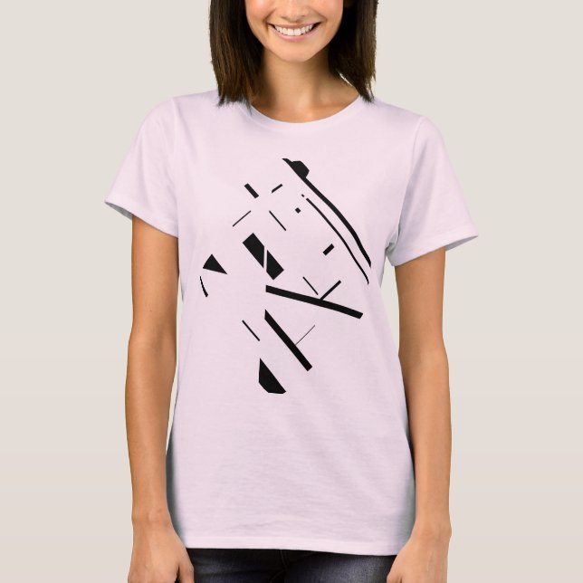 Svart form Linjer Diagonal Abstrakt Art Design T Shirt (Framsida)