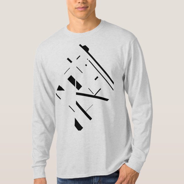 Svart form och diagonal abstrakt design för Linjer T Shirt (Framsida)