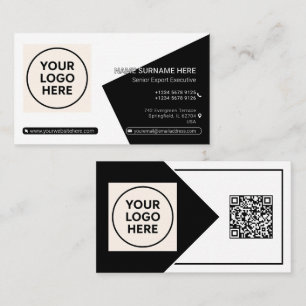Svart Formell QR-kod Professionell Företag Modern Visitkort