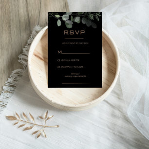 Svart, formellt, minimalt Eucalyptus-Bröllop OSA-k OSA Kort