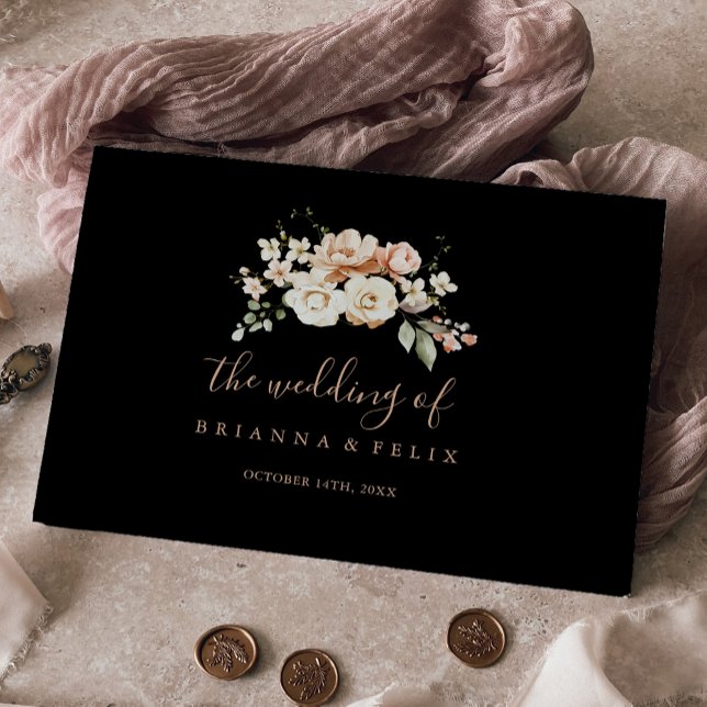 Svart formellt Royal, Blommigt Bröllop Gästböcker (Skapare uppladdad)