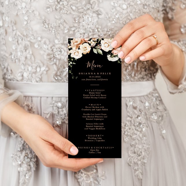Svart, formellt Royal, Blommigt, middag Meny (Skapare uppladdad)