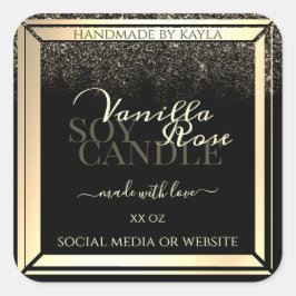 Svart förpackningsetikett för lyxprodukter Guld Ra Fyrkantigt Klistermärke