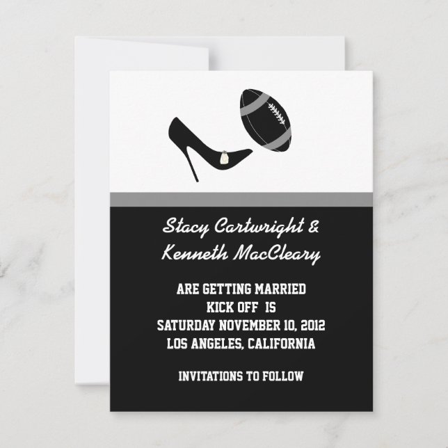 Svart fotboll bröllop Spara datum anmälan Spara Datumet (Framsida)