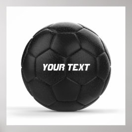 Svart fotboll med personlig text poster