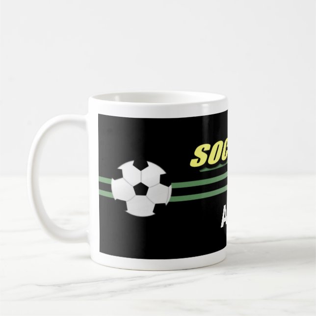 Svart fotbollmuggar kaffemugg (Vänster)