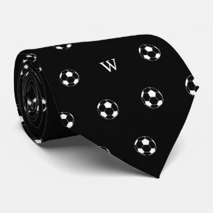 Svart fotbollsgåva med monogram initialer slips