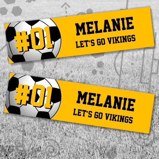 Svart fotbollslag i Guld Bildekal (Black and Gold Soccer Let's Go Team Bumper Sticker. Celebrate your high school or college athlete.)