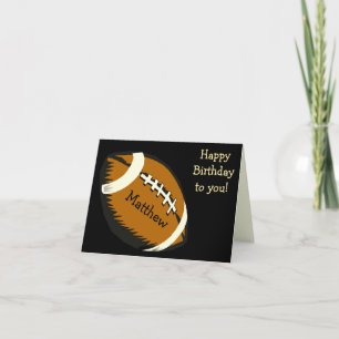 Svart fotbollsportar och brun födelsedag kort