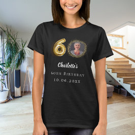 Svart foto av guld på 60-årsdagen t shirt