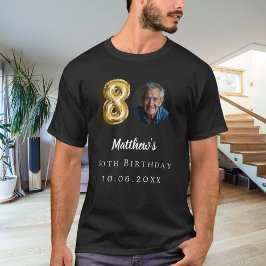 Svart foto av guld på 80-årsdagen t shirt