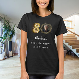 Svart foto av guld på 80-årsdagen t shirt