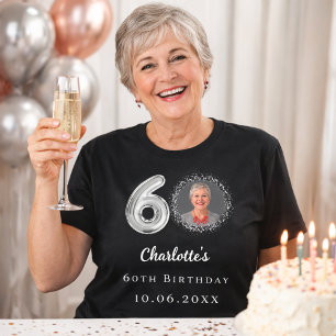Svart foto av silver på 60-årsdagen t shirt
