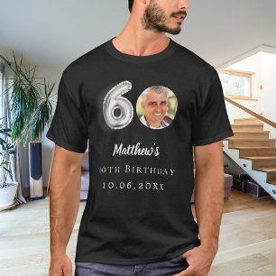 Svart foto av silver på 60-årsdagen t shirt