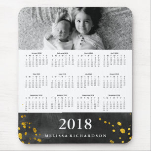 Svart foto för vattenfärg- och för guld 2018 musmatta