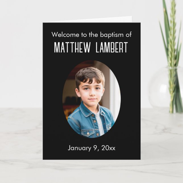 Svart foto-framsida-polka-punktens-vikt-baptism program (Framsida)