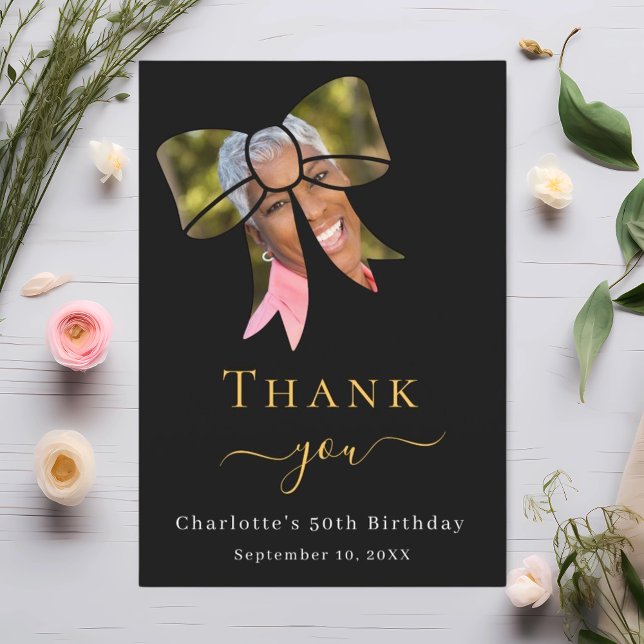 Svart foto från födelsedagskurva tack kort (Skapare uppladdad)