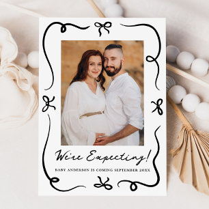 Svart foto-Gravid med whimsical Hand-Drawn Bows 2 Meddelande