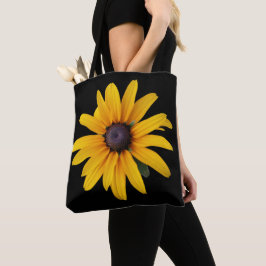 Svart foto med gult Flower Tygkasse