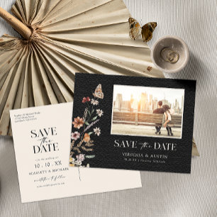 Svart Foto Save The Date Julkort Vykort