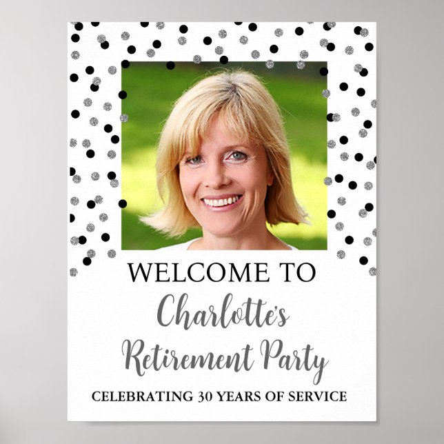 Svart foto Silver Pension Party 8,5 x 11 Poster (Framsidan)