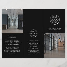 Svart foto-trifold-broschyr för Modern Business Lo