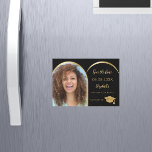 Svart foto valv Graduation Save the Date-kort Magnetisk Inbjudningskort