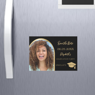 Svart foto valv Graduation Save the Date-kort Magnetisk Inbjudningskort