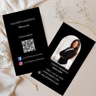 Svart fotoarch Qr-kod social-mediapremie Visitkort
