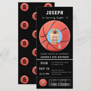 Svart fotobaskeballinbjudan från Biljett på födels