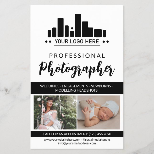 Svart fotograf av Professionellen din Logotyp Flygblad (Framsidan)