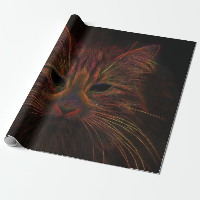Svart fotograf för Orangen Tabby katt Design Coppe Presentpapper (Utrullad)