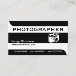 Svart fotografisk kamera, vit öga-fångst visitkort