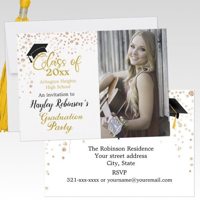 Svart fotoinbjudan till Studentfest med foto (Skapare uppladdad)