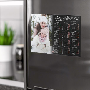 Svart Fotokalender 2026 Familj Magnetisk Kort