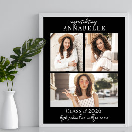Svart fotokollage-examensfestskylt poster