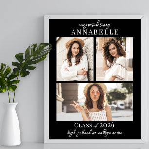 Svart fotokollage-examensfestskylt poster