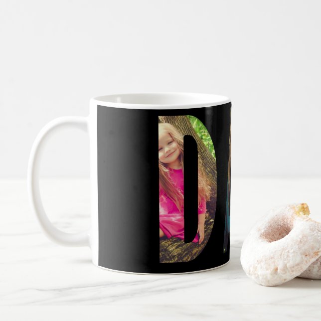 Svart fotokollage för pappa Fars dag Kaffemugg (Med munk)