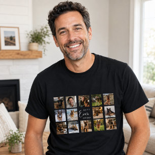Svart fotokollage med pappa hund t shirt