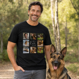 Svart fotokollage med pappa hund t shirt