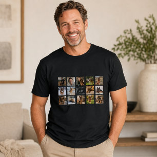 Svart fotokollage med pappa hund t shirt